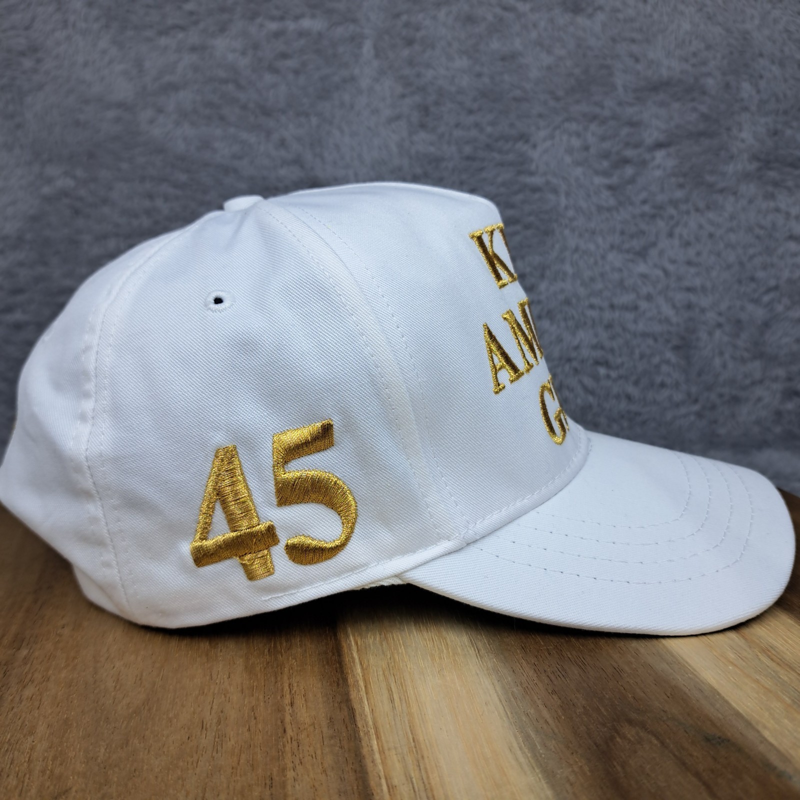 AUTHENTIC Trump Hat Cap White Gold Cali Fame MAGA Keep America Great Made In USA