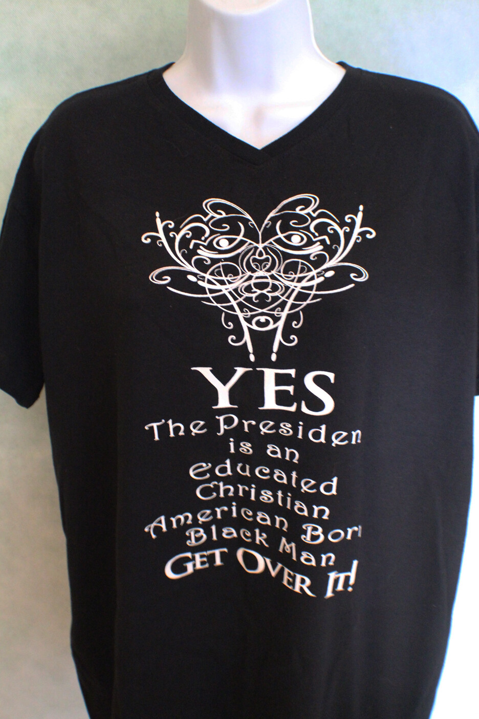 CLASSIC YES – GET OVER IT! OBAMA RETRO POLITICAL V-NECK T-SHIRT