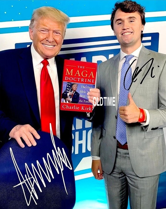 Donald Trump & Charlie Kirk MAGA Reprint Autographed Signed 8×10 Photo
