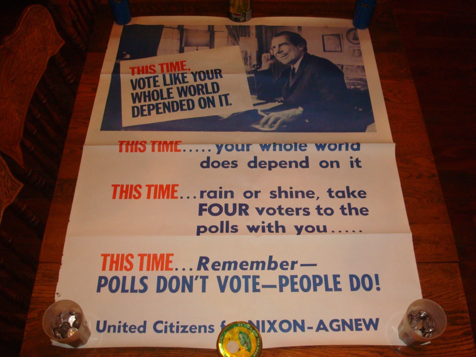 Vintage United Citizens for NIXON-AGNEW Presidential Election Poster 1968 – Rare