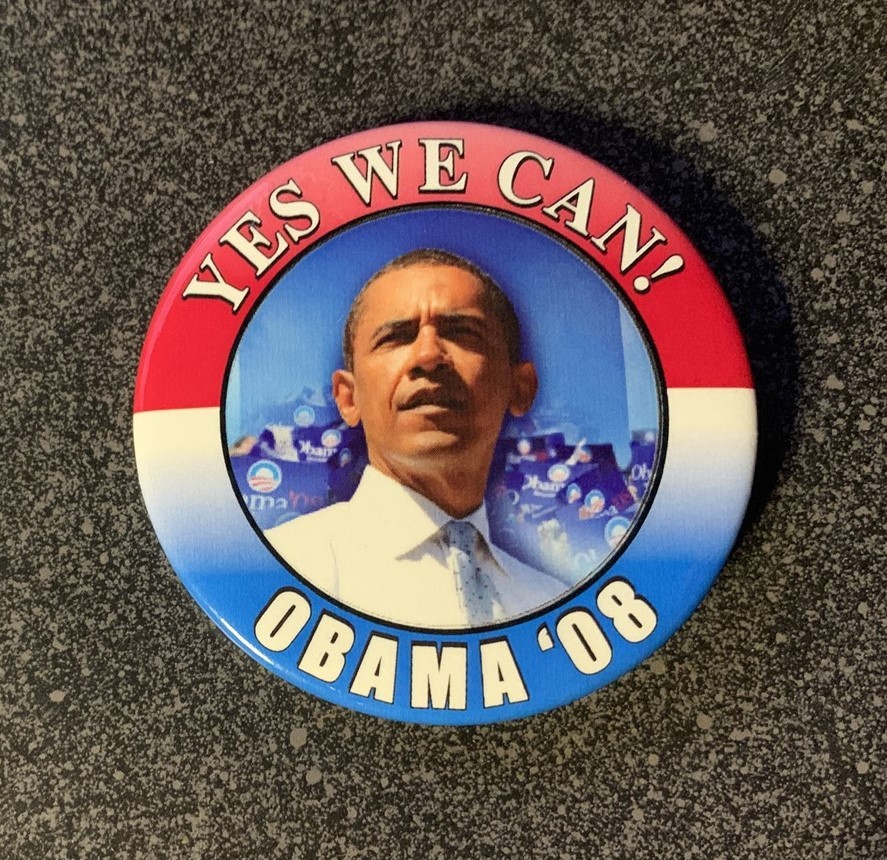 2008 BARACK OBAMA for President ‘Yes We Can!’ 2 1/8″ political campaign pin