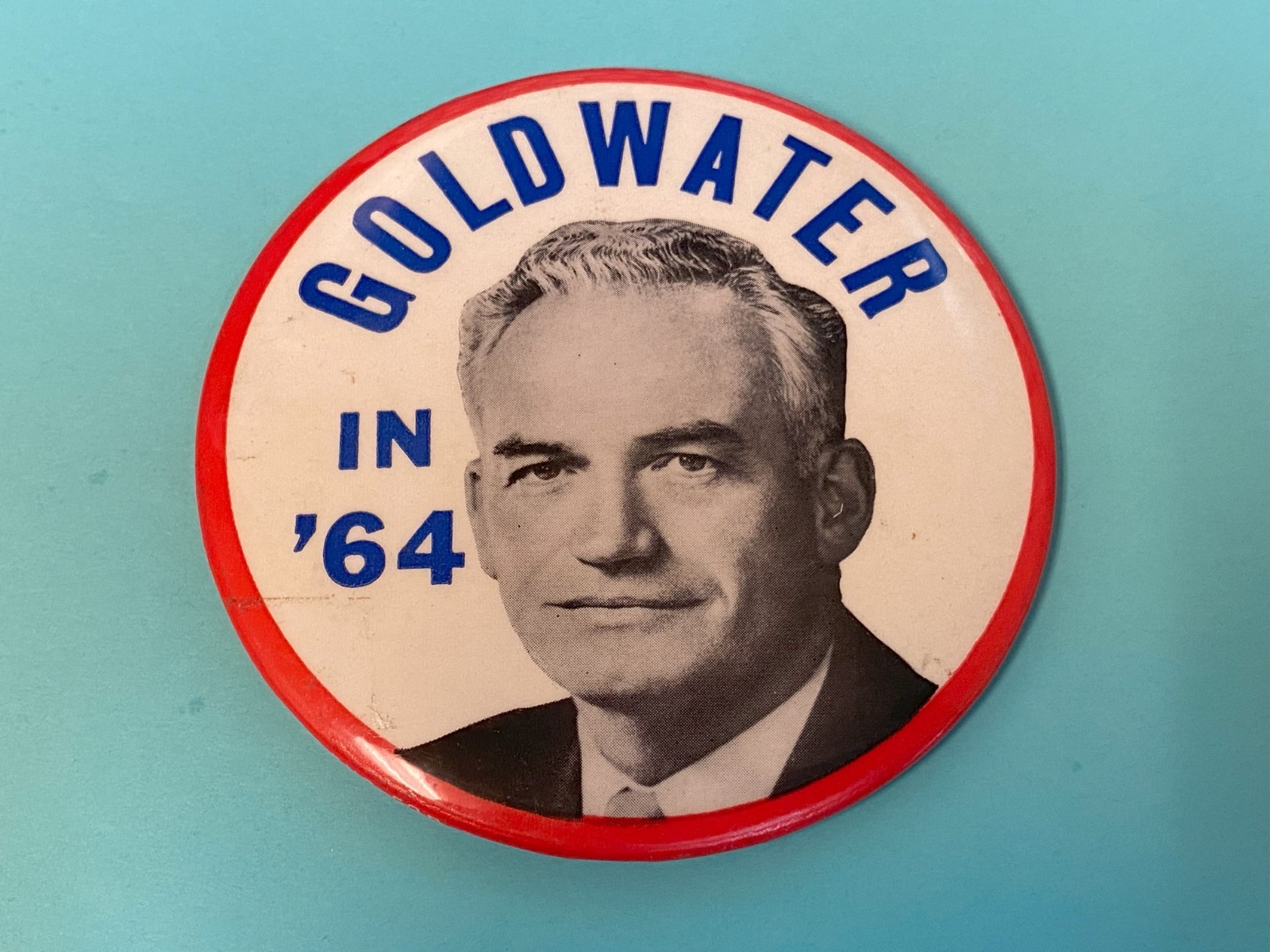 VINTAGE GOLDWATER IN ’64 –1964 3 1/2″ CAMPAIGN BUTTONS