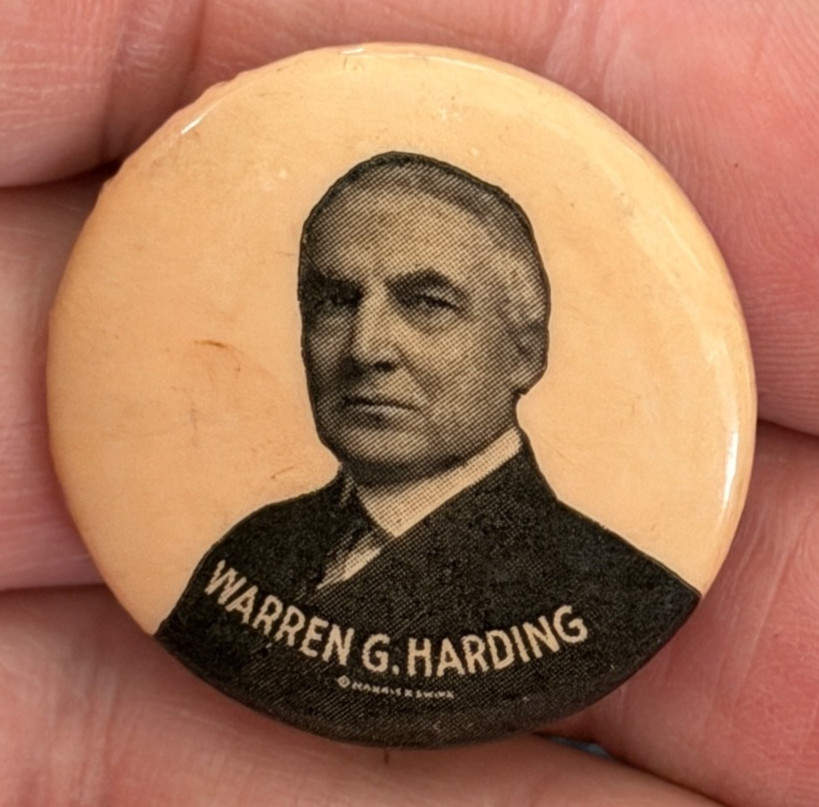 Vintage PRESIDENTIAL Pinback WARREN G. HARDING Political Campaign Button
