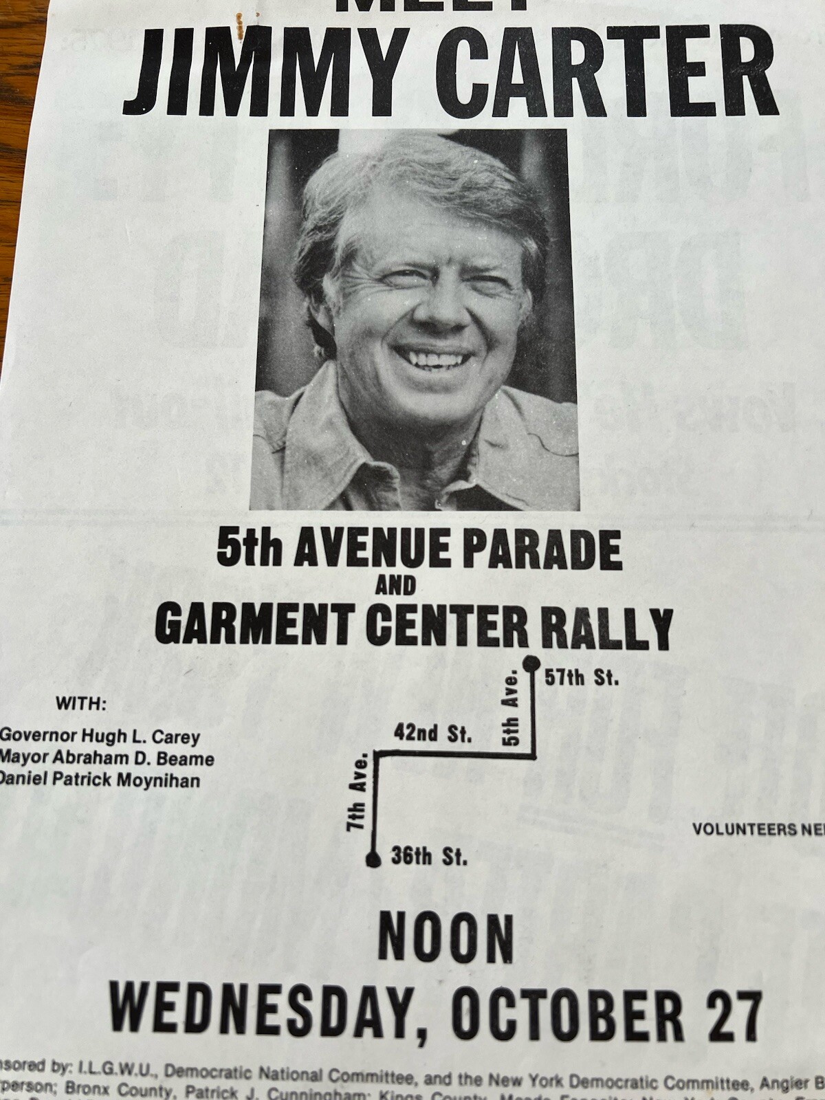 Vintage 3X Bulletins Paper Handouts Jimmy Carter 1976 President Election ILGWU
