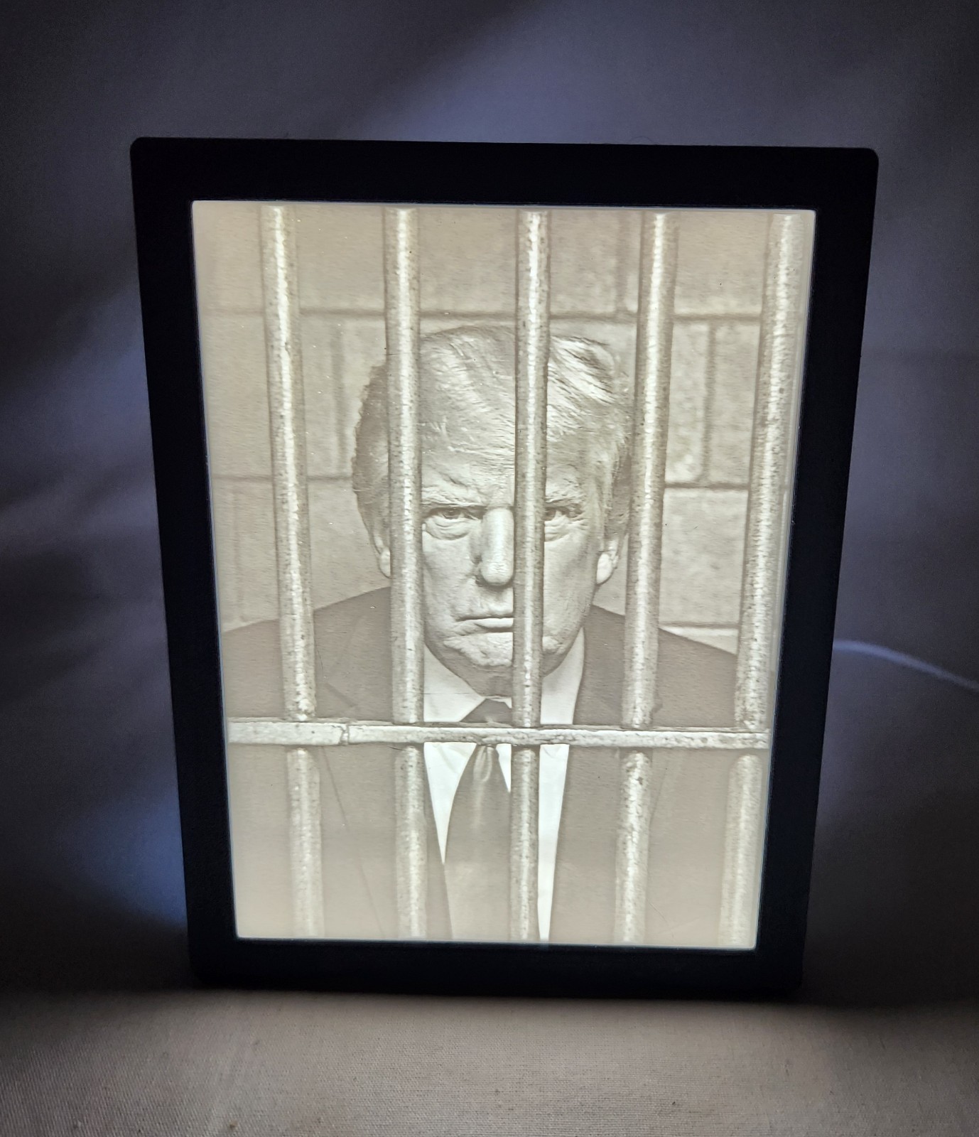 Donald Trump Behind Bars “Lock Him Up” Lithophane Night Light Desk Lamp