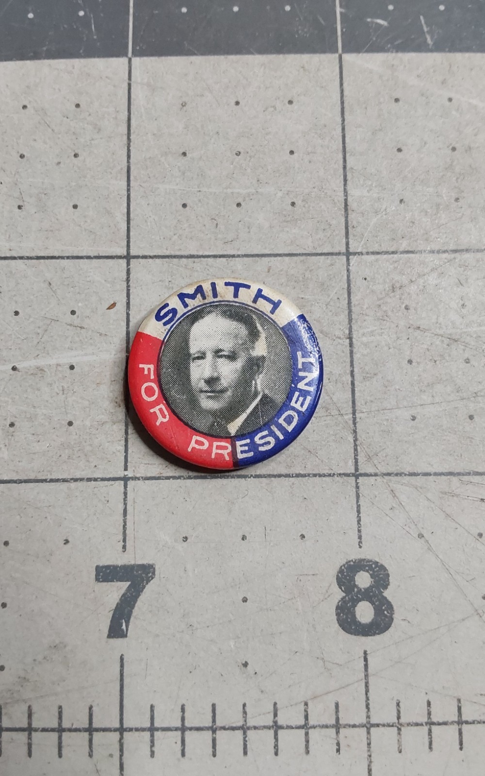 1928 Al Smith for President Pin Photo Campaign Button