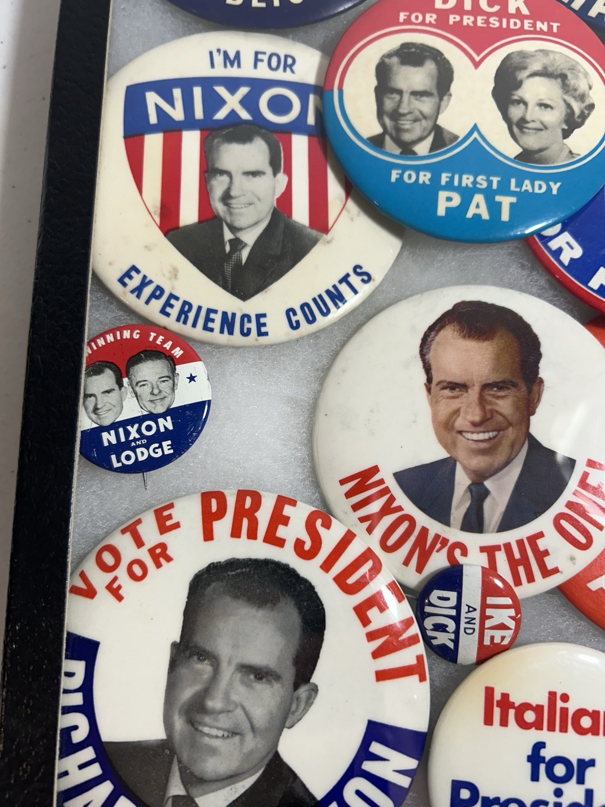 Vintage Framed Richard Nixon Campaign Buttons Shadow Box Collection Ike Agnew