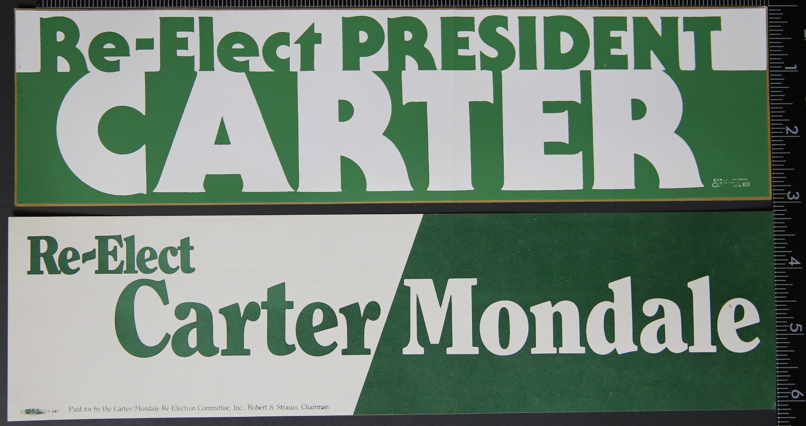 Political Bumper Stickers Re-Elect President Carter / Carter Mondale M612