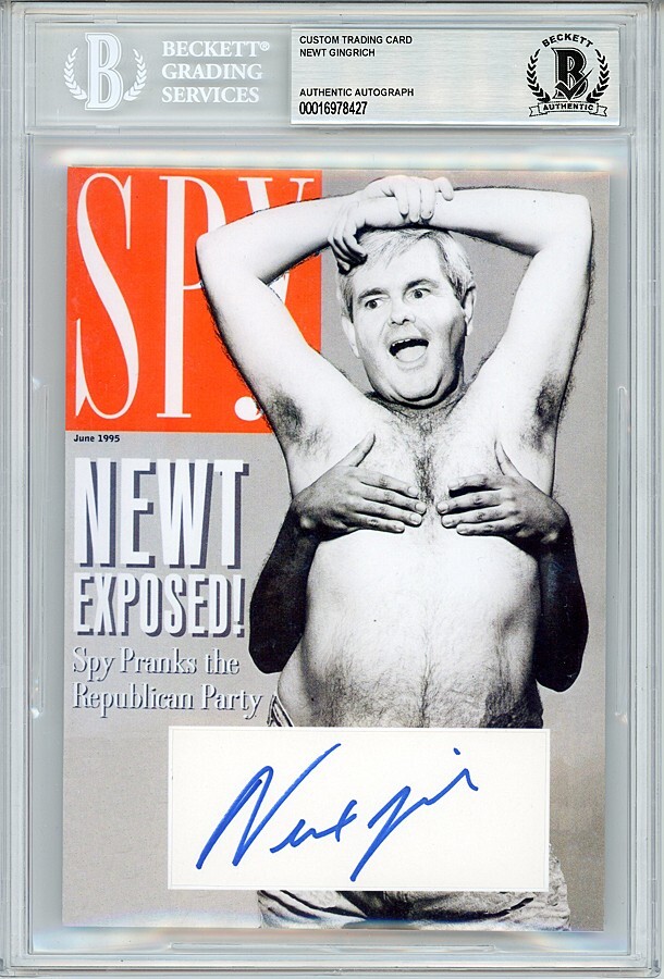 SPY -NEWT GINGRICH- Beckett BAS Signed/Autograph/Auto 5×7 Magazine Cover Card