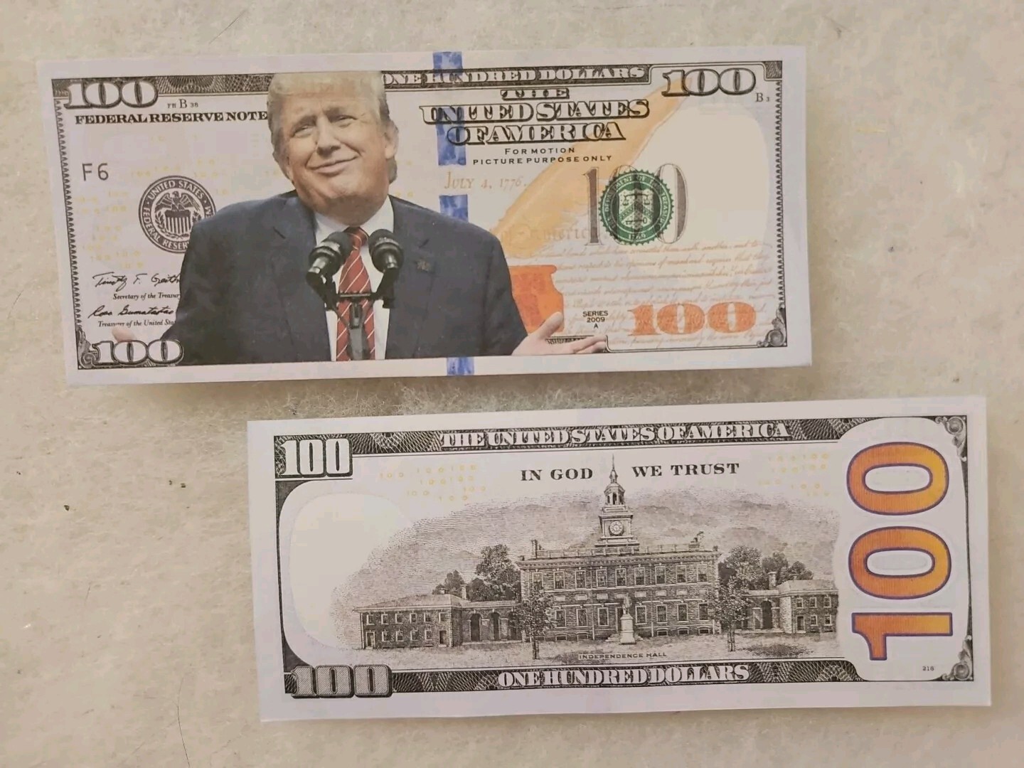1 FUNNY Donald Trump 100 Dollar Bill Memorabilia Not Legal Tender FREE SHIPPING