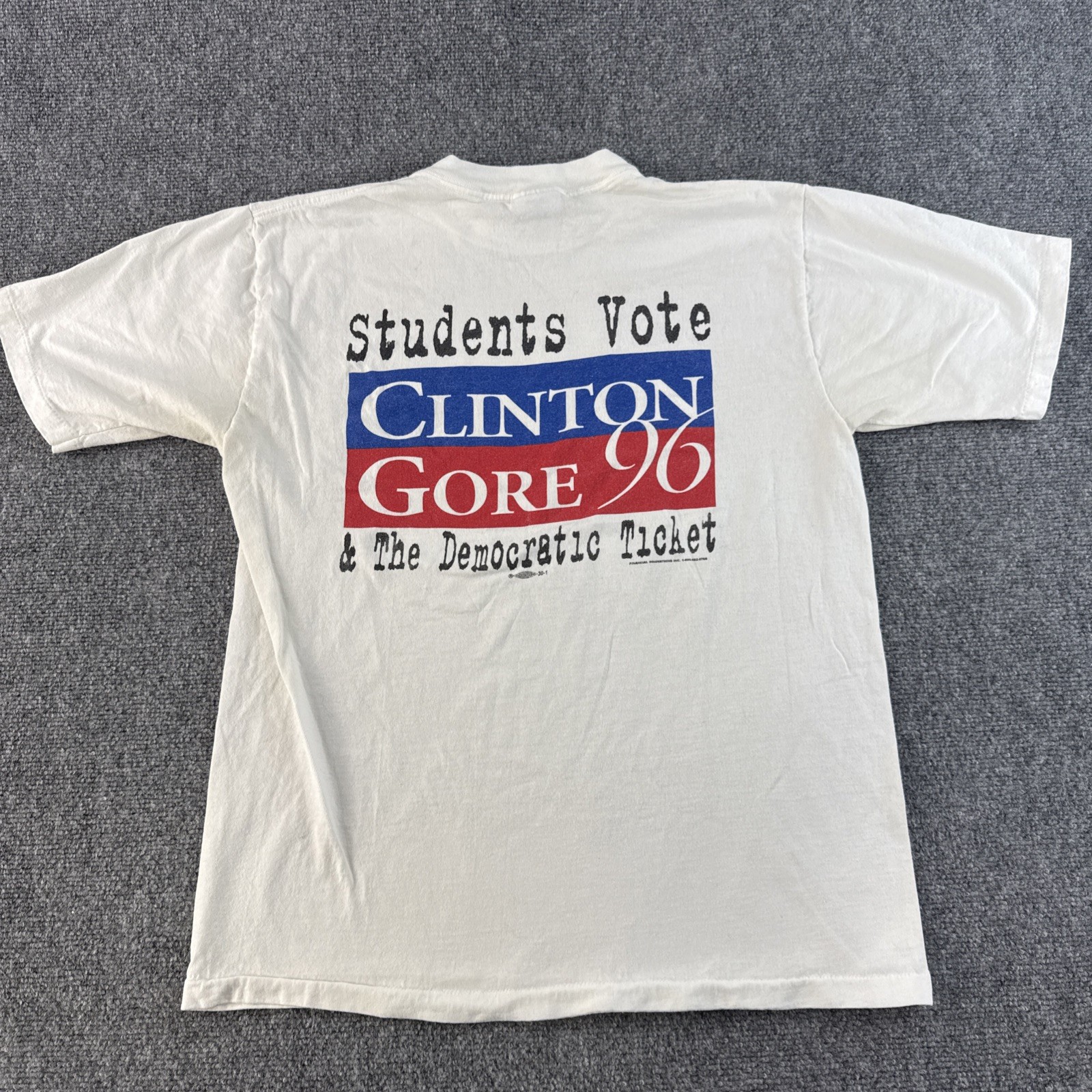 Clinton Gore 1996 Shirt Large White Students Vote Democratic Ticket Vintage