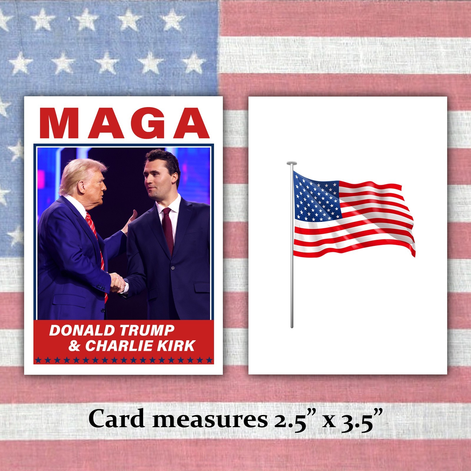 Charlie Kirk and Donald Trump Conservative MAGA Custom Trading Card with Case