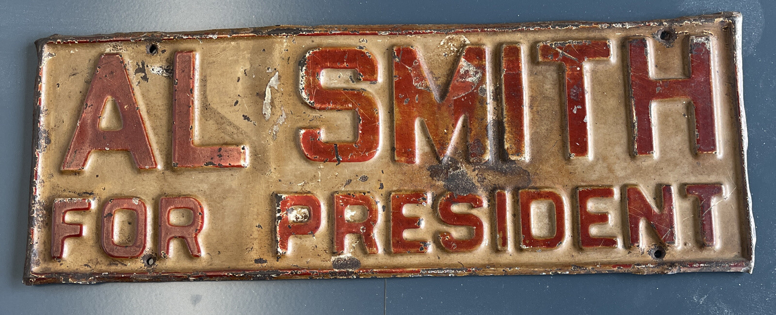 Vintage Al Smith For President, Political Topper Sign, 42nd Governor NY, 1928