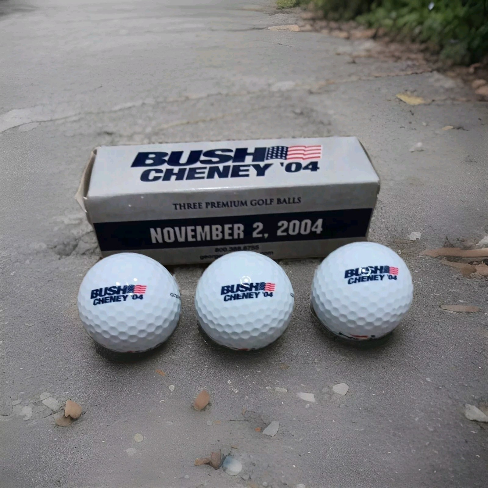 Three Premium Golf Balls Bush Cheney 04 November 2 2004