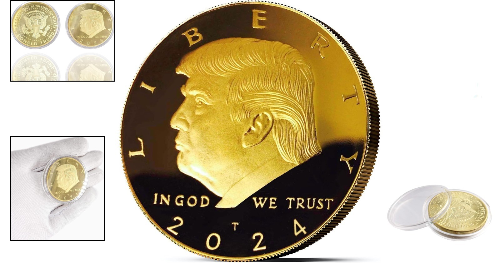 2024 Donald Trump Gold-Plated Coin with Case – Perfect Collectible for Fans