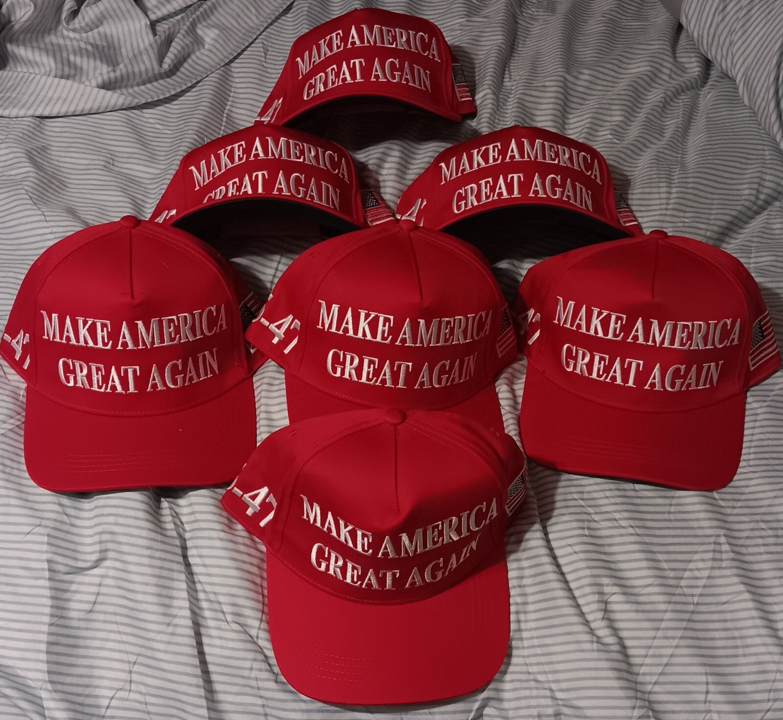 Red & White Trump 45-47 Make America Great Again 2024 MAGA Hat USA MADE