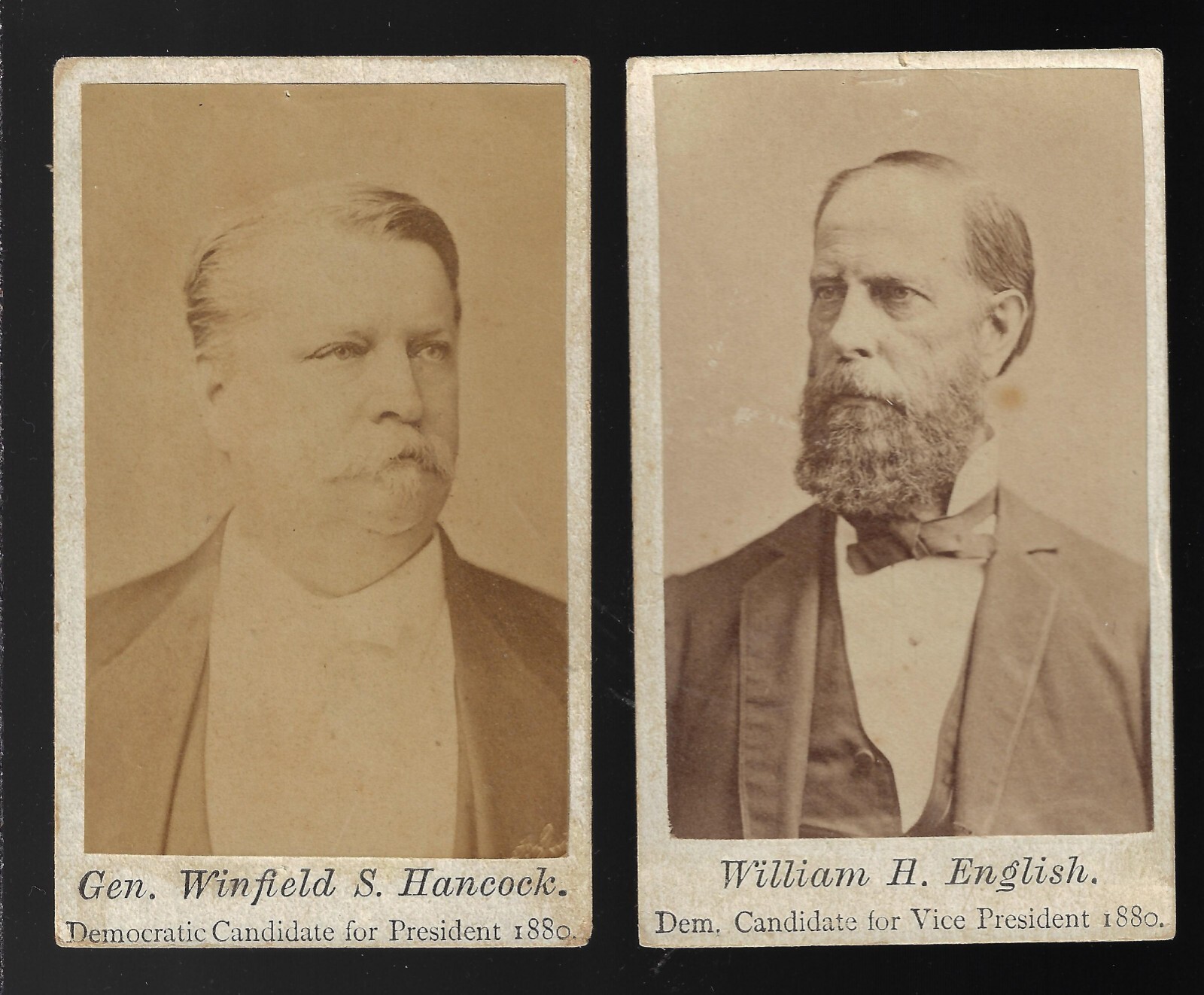 Pair 1880 Election “Dem Candidate” CDV’s Winfield Hancock Wm English Barely Lost