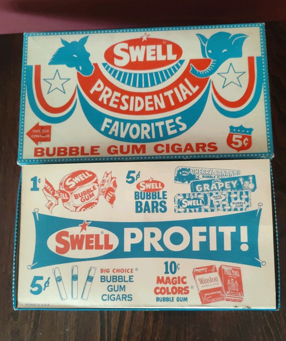 Vintage 1968 Richard Nixon Swell Bubble Gum Cigar Box – Box of 24 Pieces w/ Top