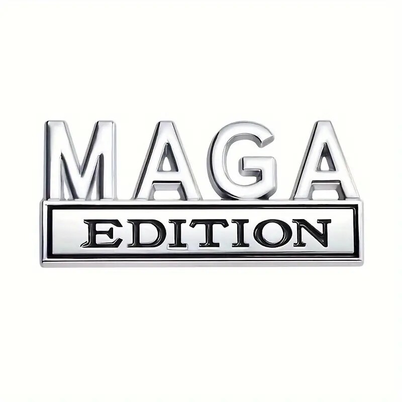 PRESIDENT TRUMP MAGA EDITION EMBLEM 3D ZINC ALLOY METAL CHROME SILVER FINISH-NEW