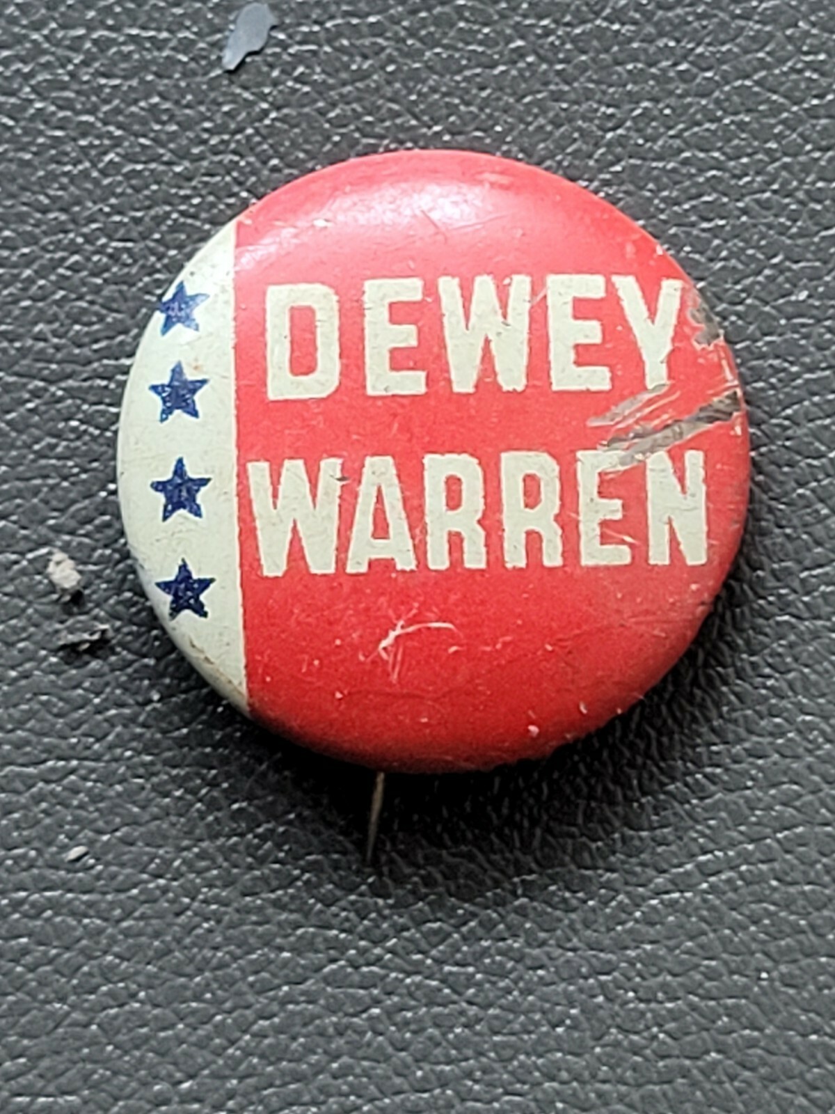 Dewey Warren pin original election campaign button Harry S Truman opponents 1948