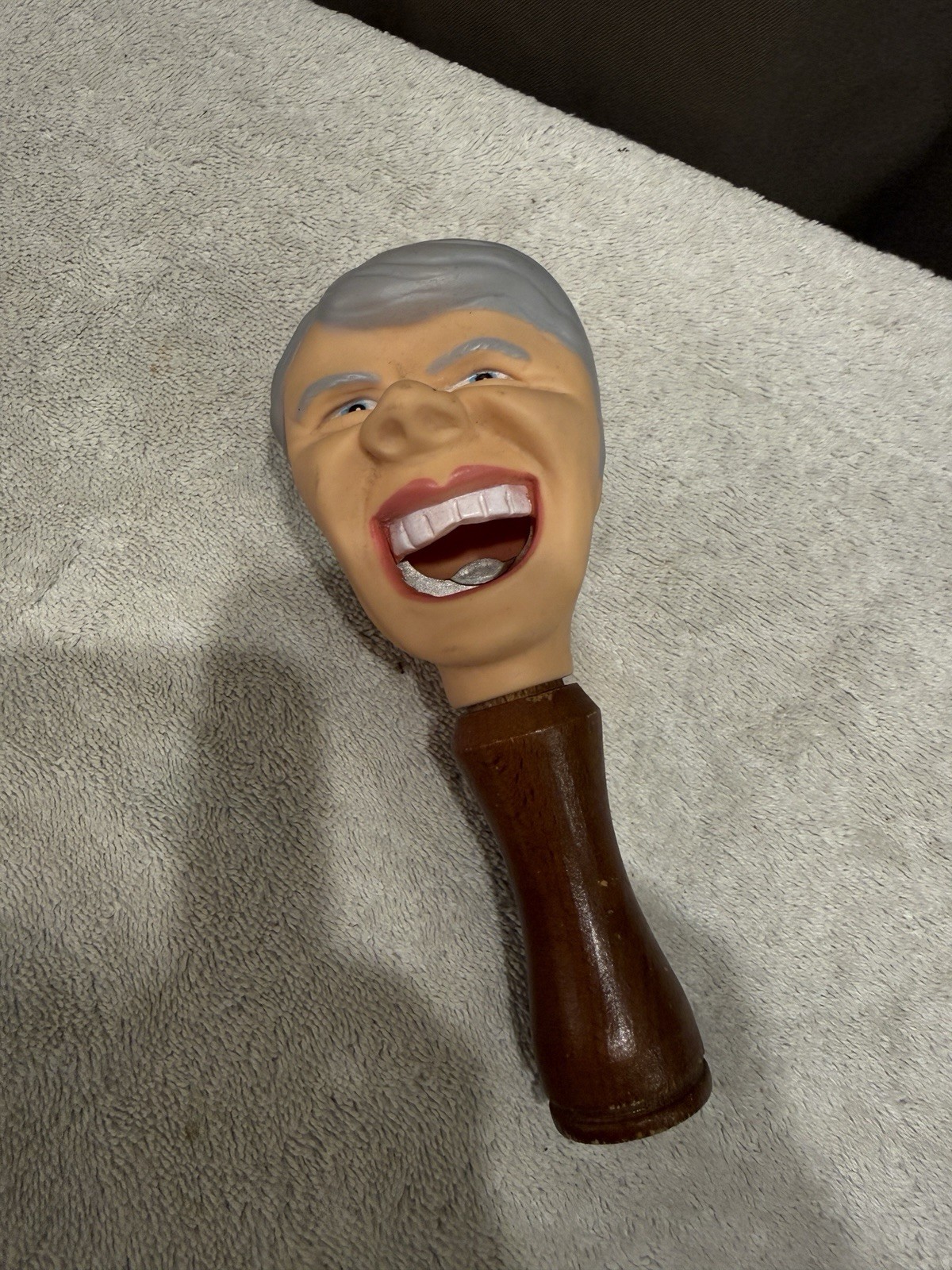 Vtg 1976 Bottle Opener President Jimmy Carter Head 7” Made In Japan Wood Rubber