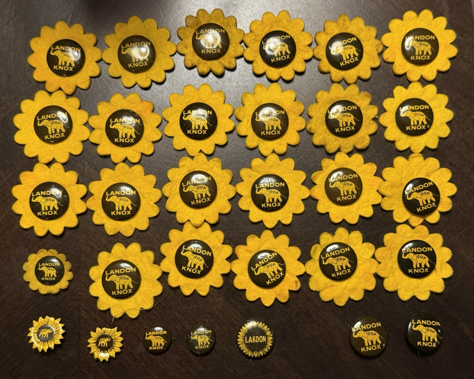1936 Alf Landon Knox Lot 30+ LANDON KNOX GOP Pinback Sunflower Button More!