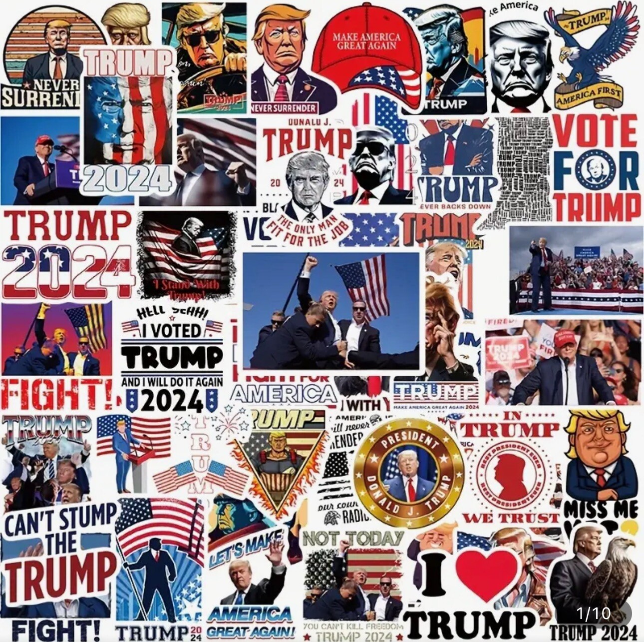 200PCS President Donald Trump MAGA USA GOP Sticker Decals 2-3” Mixed Bulk Lot