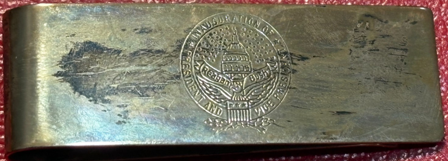 REAGAN / BUSH INAUGURATION 1-20-81 MONEY CLIP .925 STERLING SILVER 13.6 GRAMS-F8