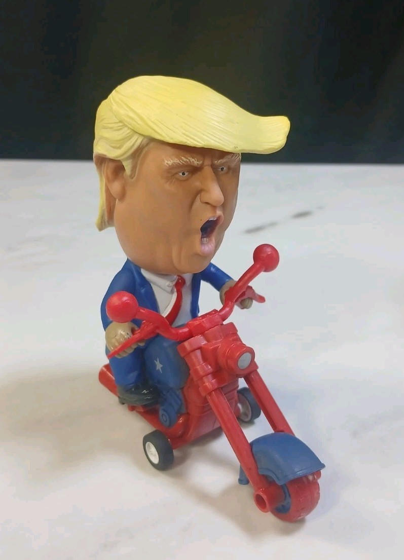 President Donald Trump 2024 Toy Figure Riding Motorcycle Funny Rev up Car Novelt
