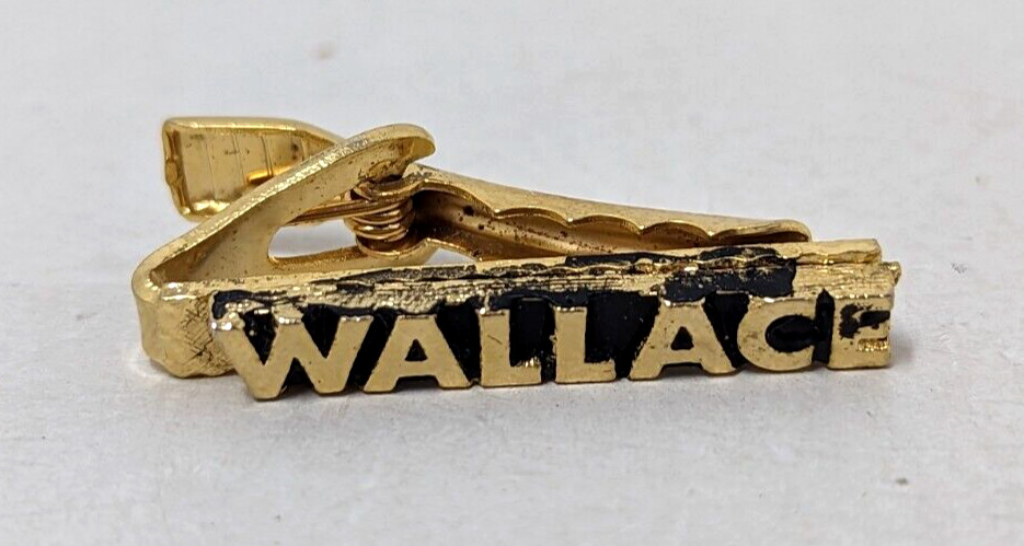 VTG 1968 George Wallace Gold Tone Metal Presidential Campaign Tie Bar Clip JK23