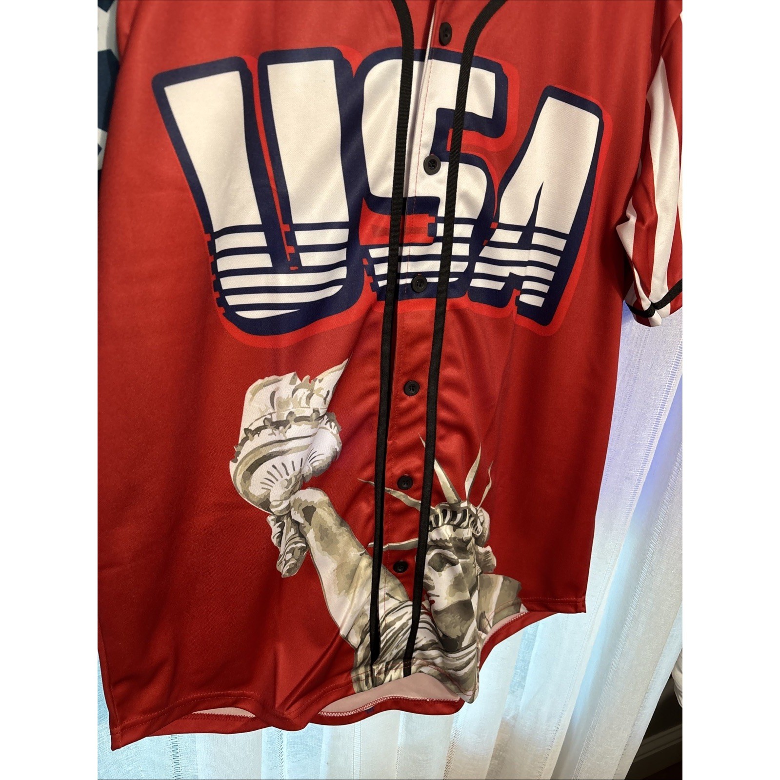 Greater Half Donald Trump #45 USA Statue Of Liberty Baseball Jersey Men’s Sz 2xl