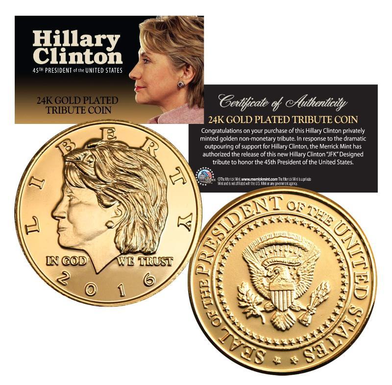 HILLARY CLINTON for President 2016 Coin 24KT Gold Plated ’16 Election Campaign