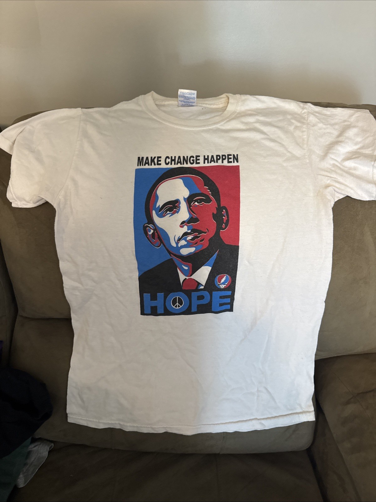 Obama Grateful Dead Make Change Happen T-Shirt “Hope” Small Steal Your Face