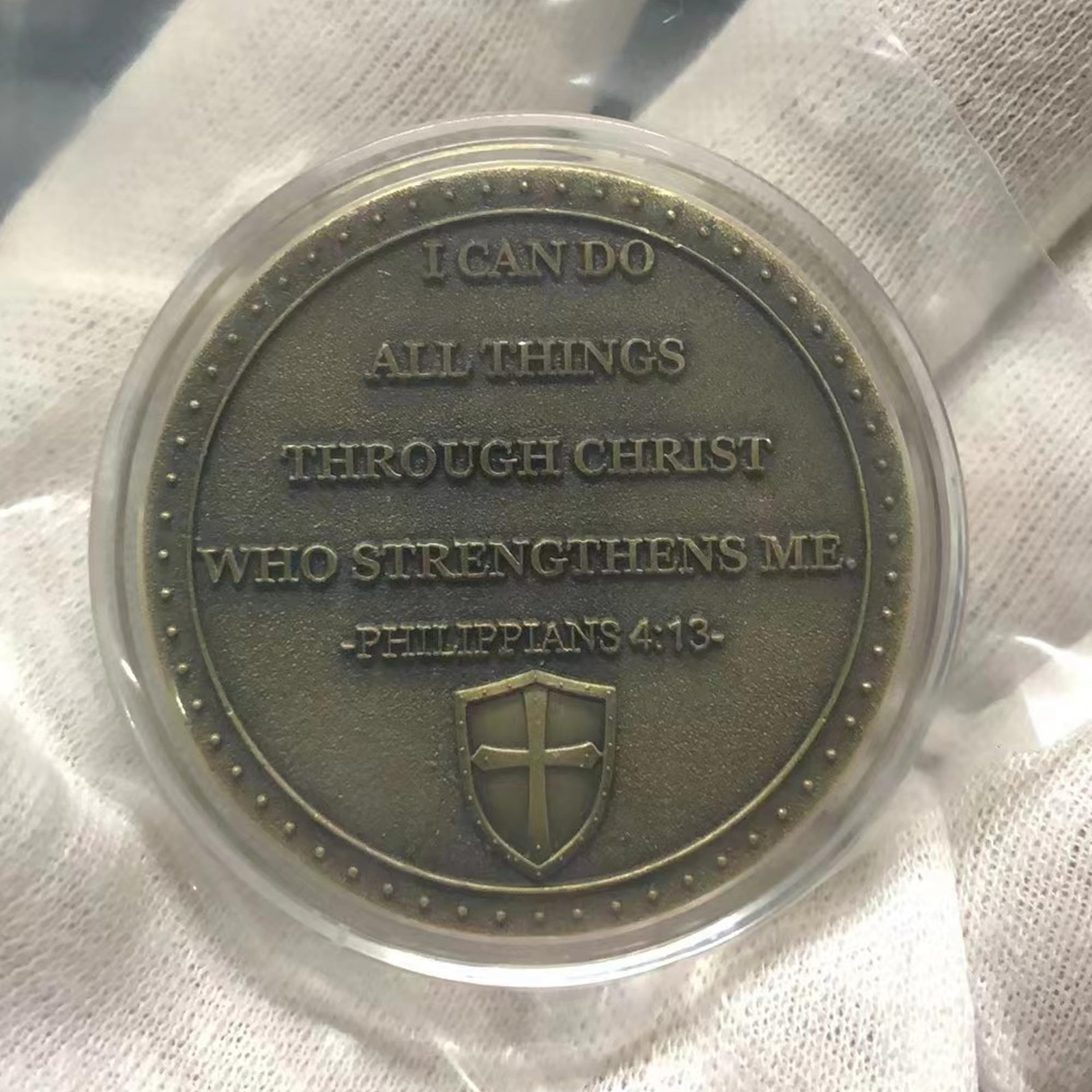 The Task Ahead Christian Challenge Coin Featuring A Fully Armored Warrior and…