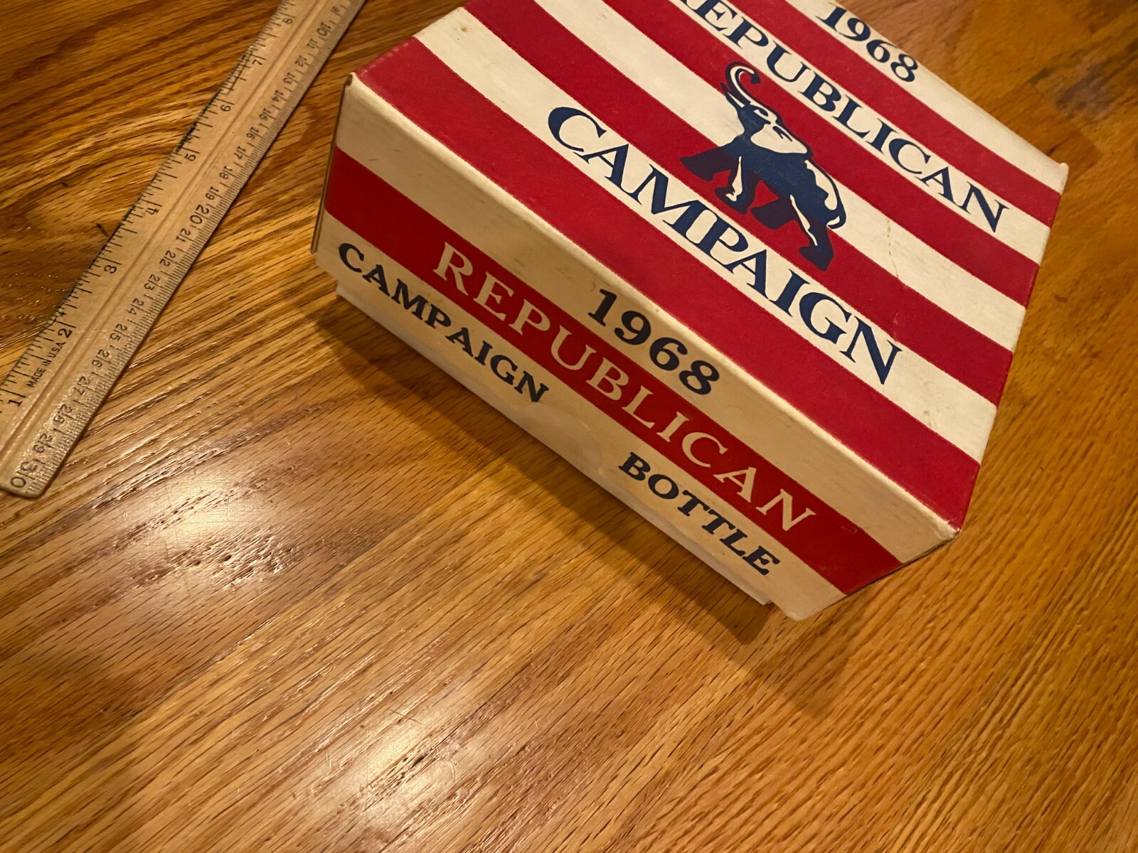 VINTAGE 1968 REPUBLICAN PARTY PRESIDENTIAL CAMPAIGN BOX RED WHITE BLUE WHEATON
