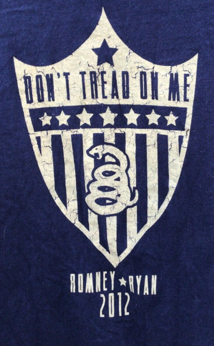 2012 ROMNEY RYAN PRESIDENTIAL CAMPAIGN T SHIRT “Don’t Tread on Me” Size S