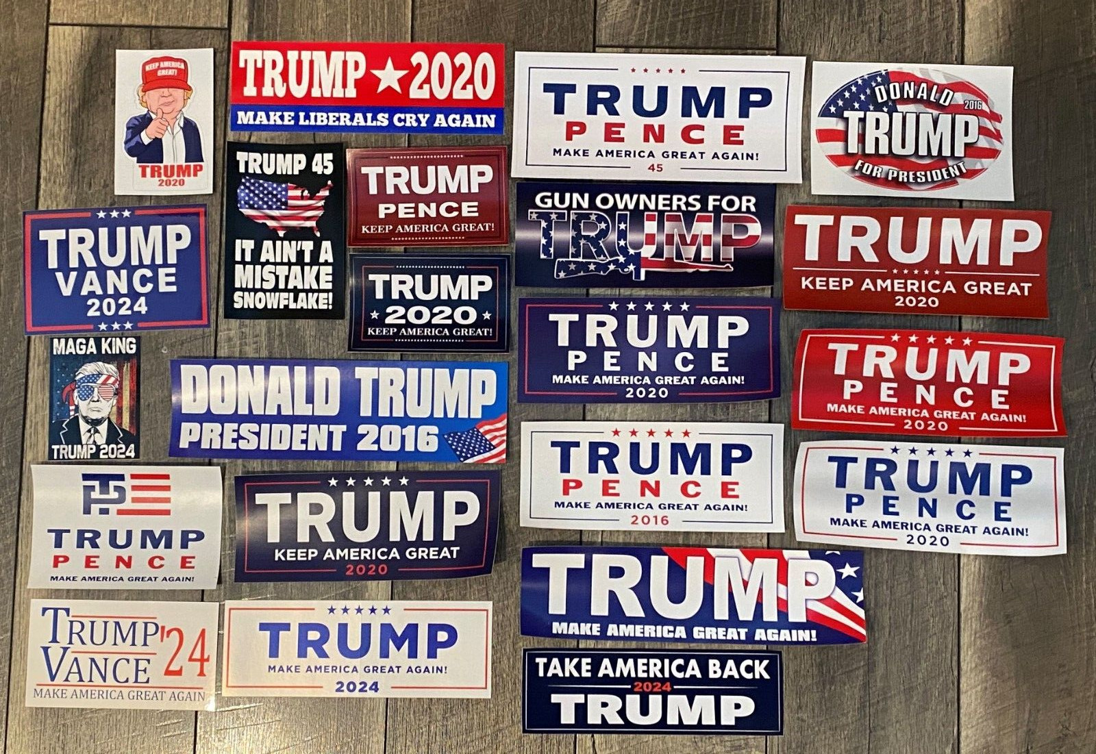 Set of 22 Donald Trump Vance Pence For President 2016 2020 2024 Stickers Decals