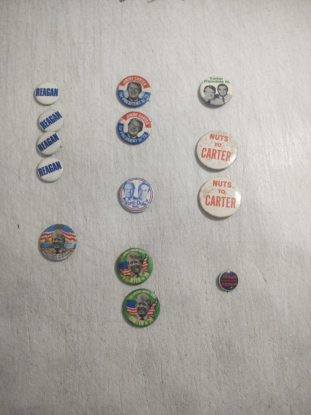 Presidential Pins Reagan Jimmy Carter Ford Dole Nixon Agnew Mondale Lot Of 14