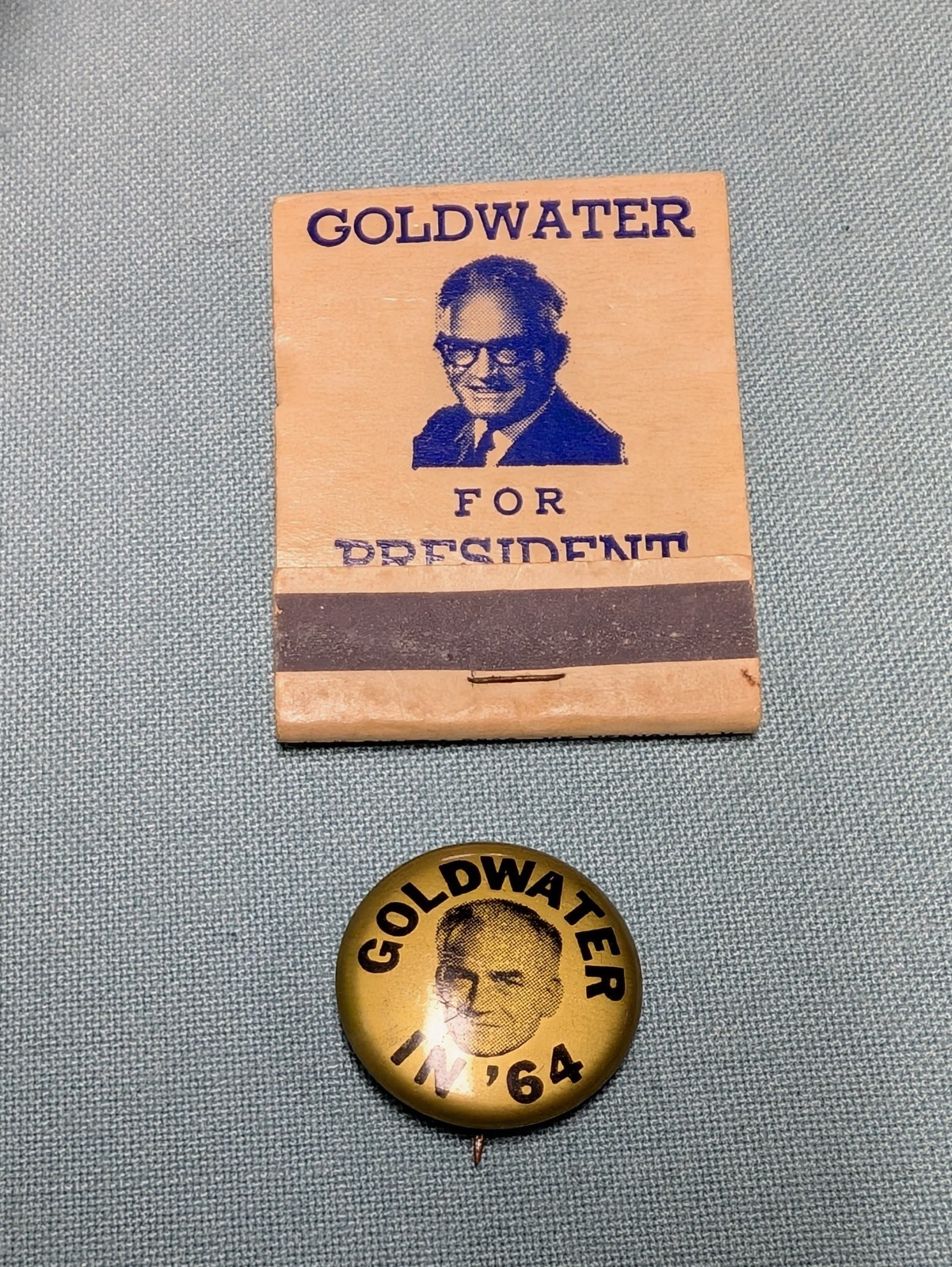 Goldwater for President matchbook and 1964 Political Button