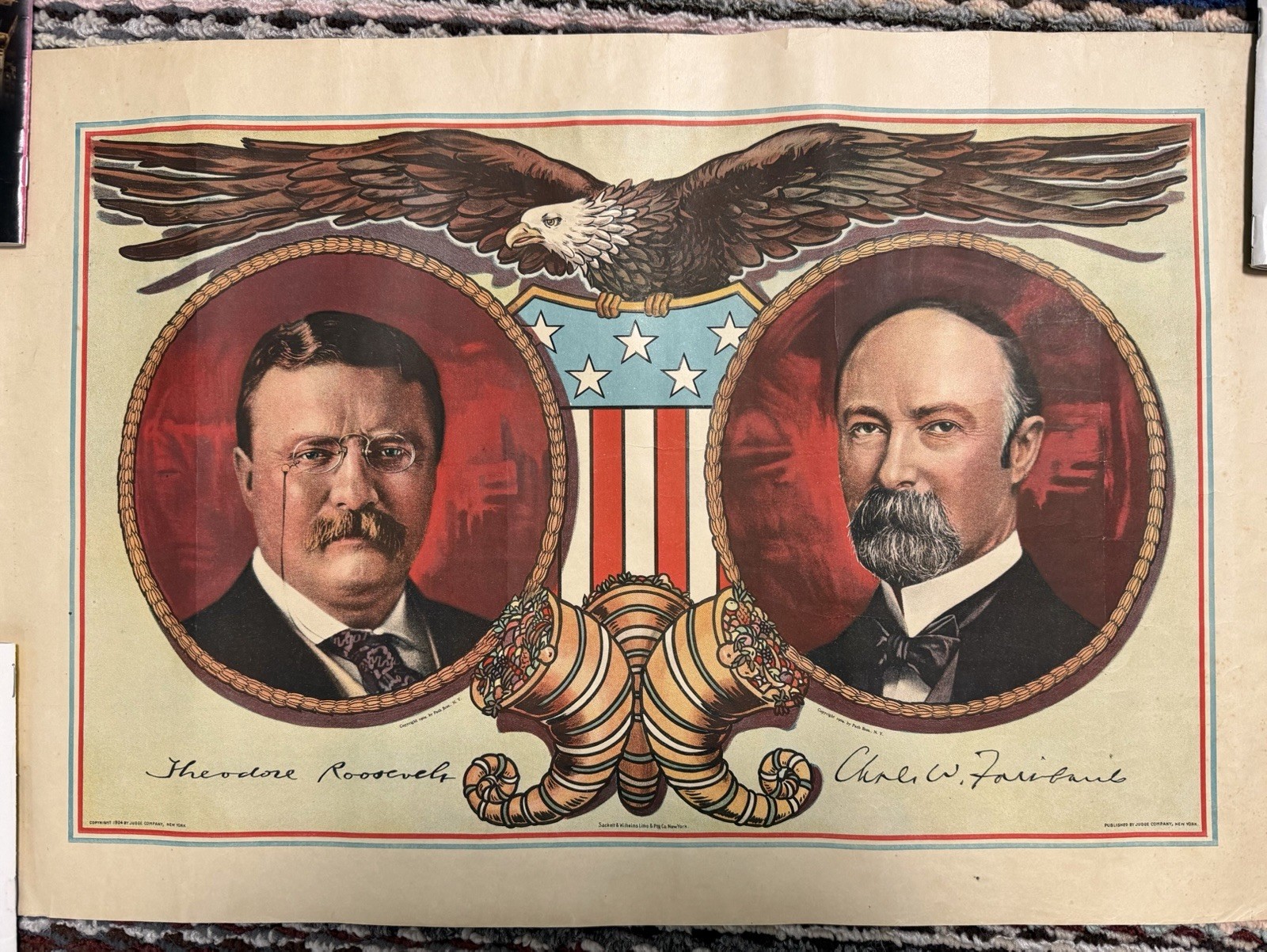 Rare 1904 Roosevelt Fairbanks Jugate Campaign Poster