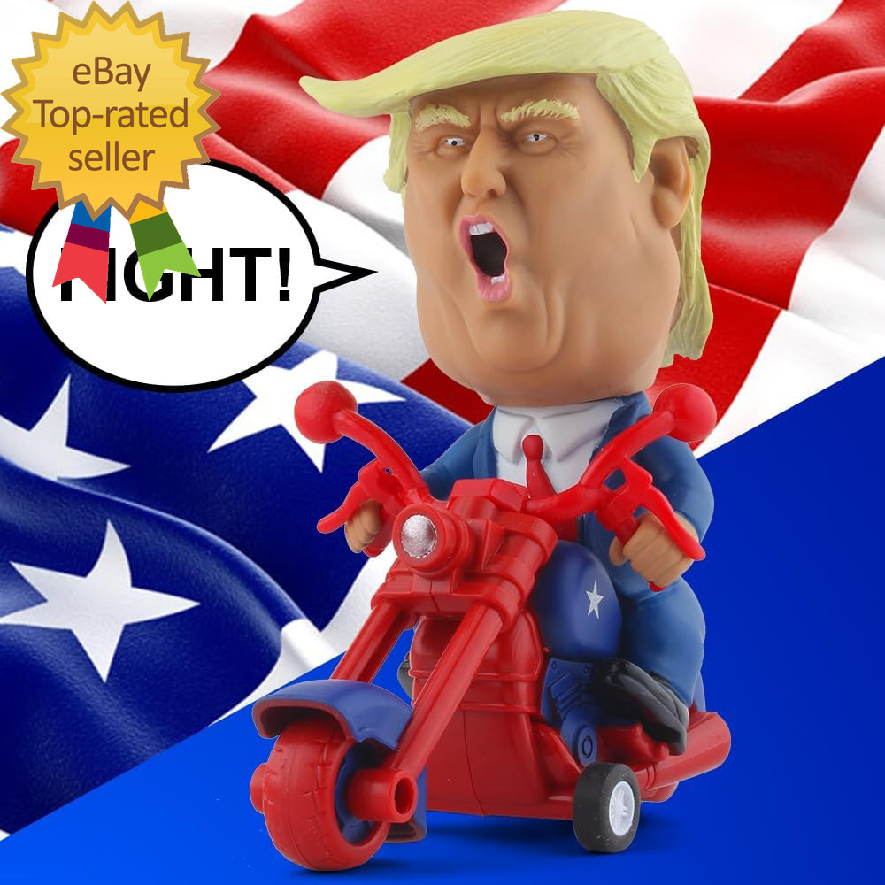 President Donald Trump 2024 Toy Figure Riding Motorcycle Funny Rev