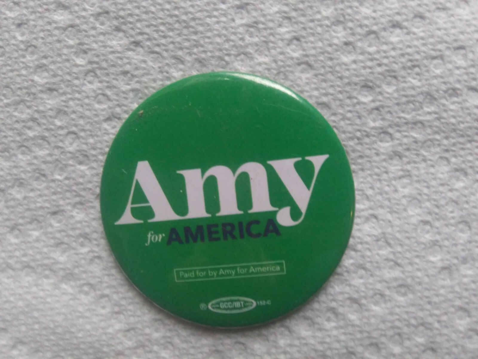 Amy klobuchar Pin Back Campaign Button President 2020 Political for America