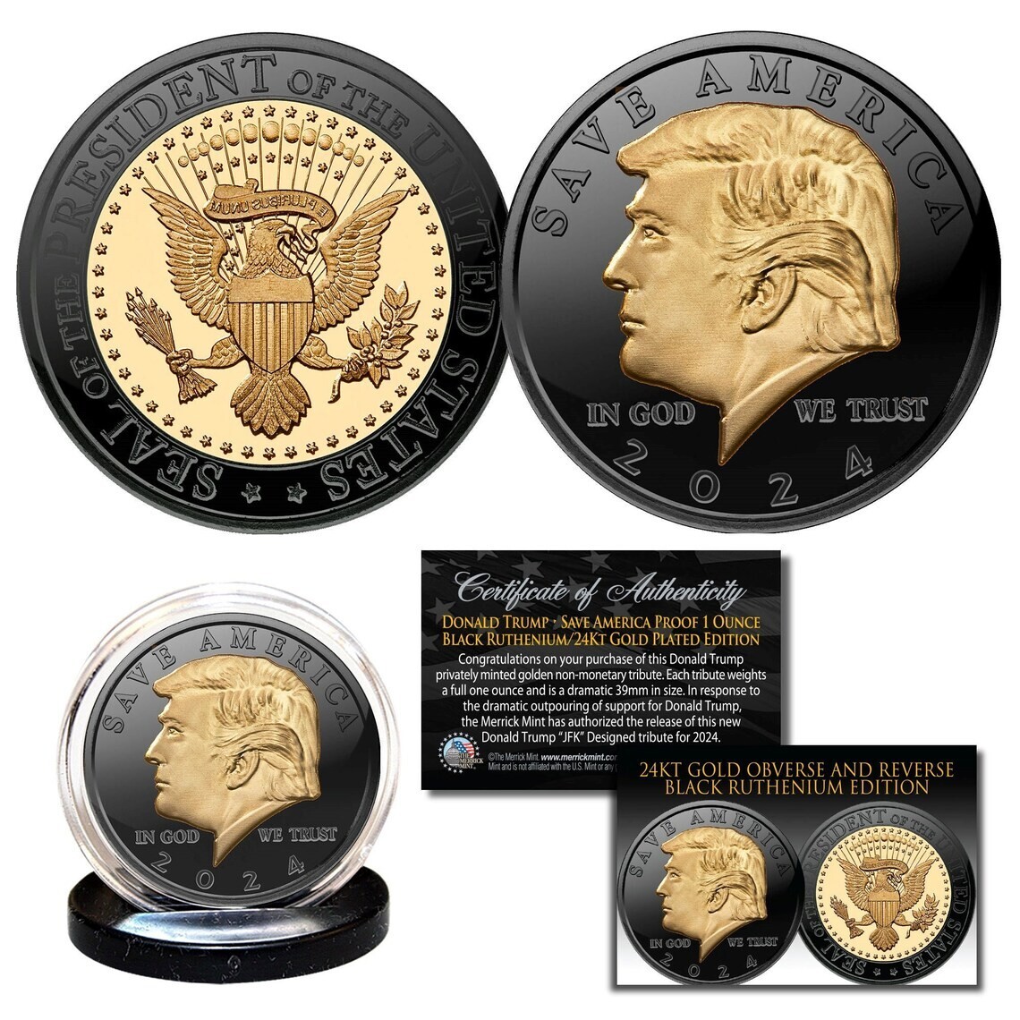 2024 President Donald Trump Tribute Gold Coin Save America Again Commemorative