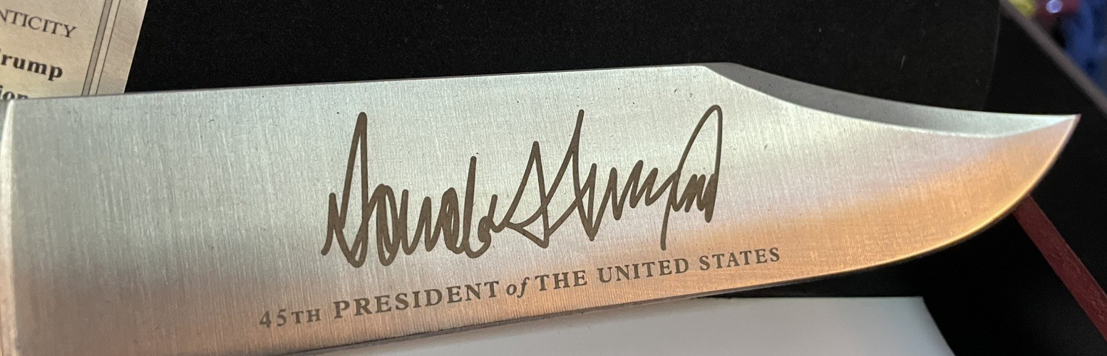 President Donald Trump “We Must Build The Wall” 12.7 inch Bowie Knife New in box