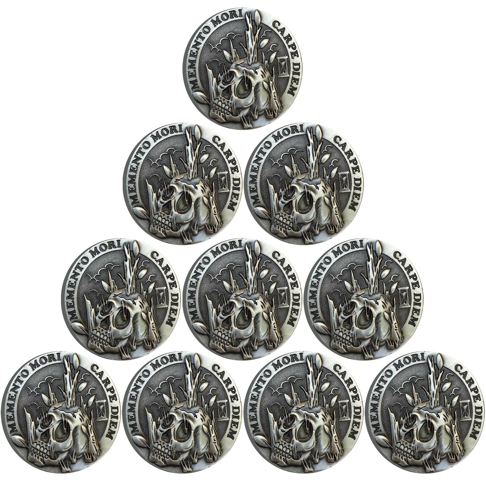 Handcrafted Memento Mori Token Stoic Reminder Skull Challenge Coin (Pack of 10)