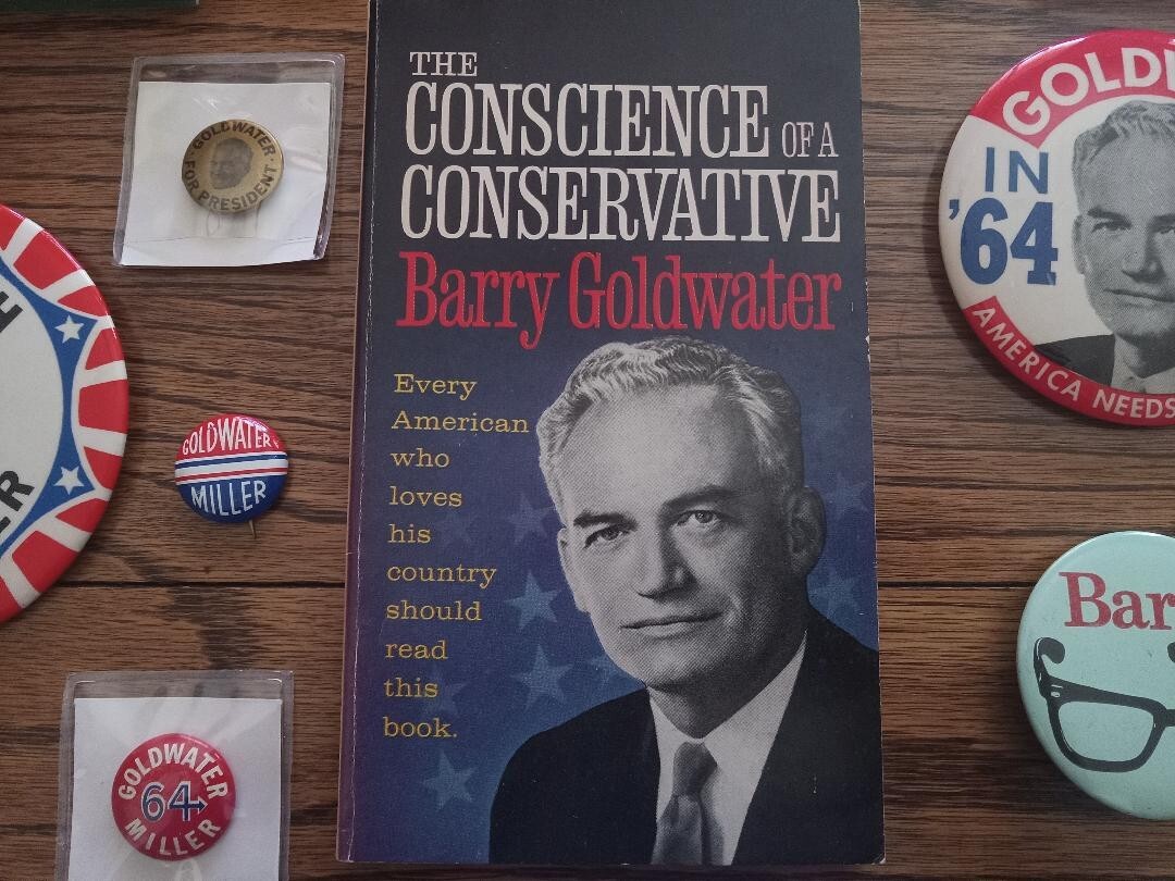 Massive Barry Goldwater Button, Book and Campaign Paraphenalia Collection