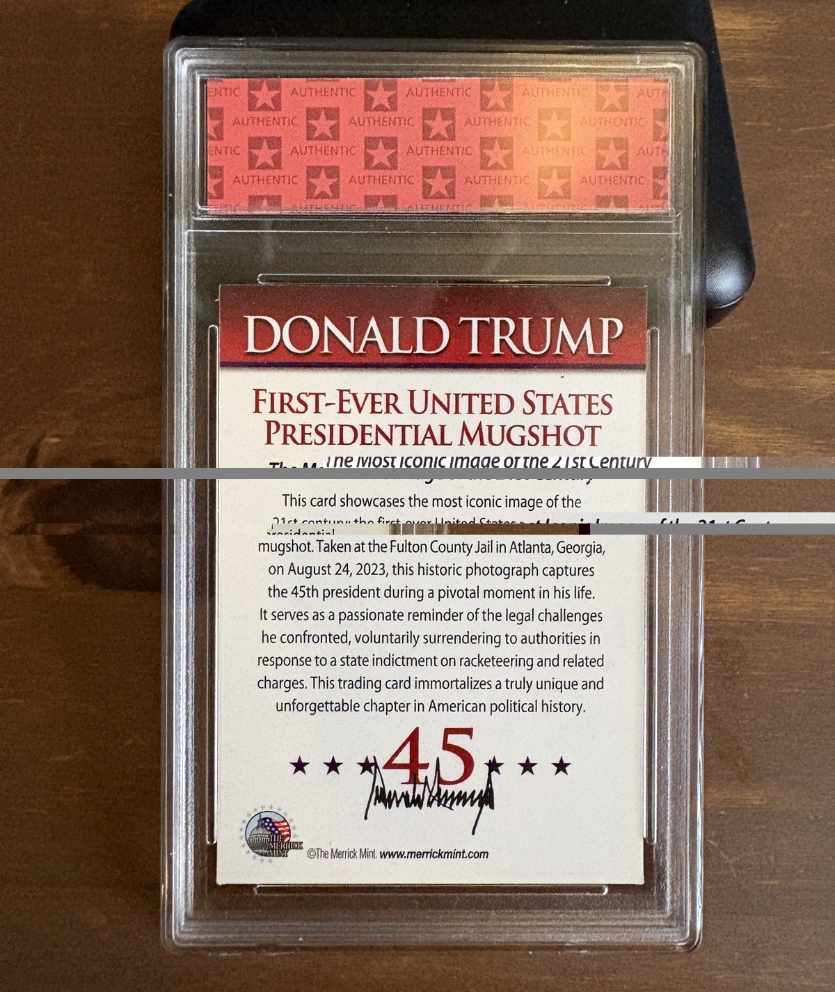 Donald Trump “Most Famous Mugshot In History” Trading Card