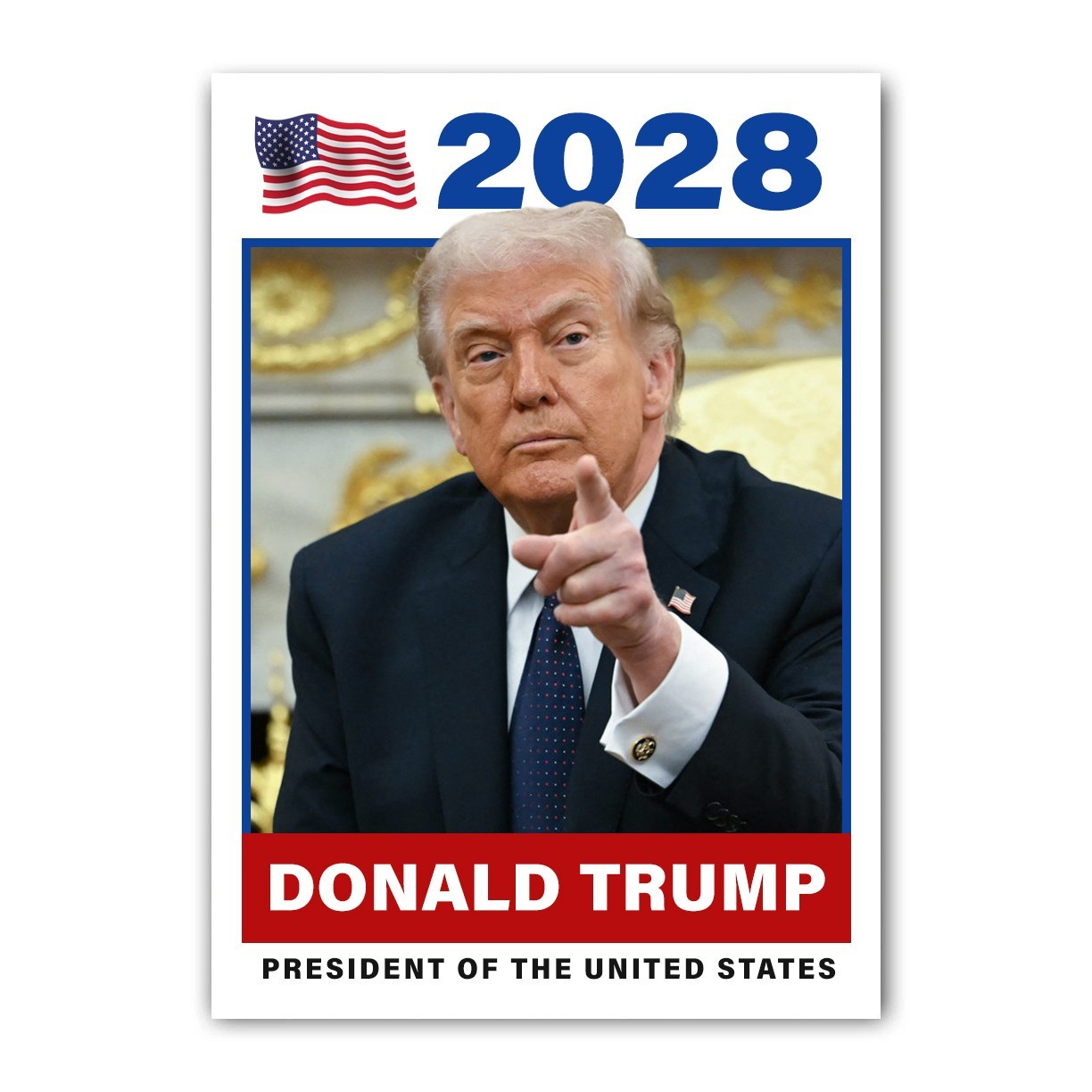 Donald Trump 2028 MAGA USA Custom President Trading Card with Top Loader