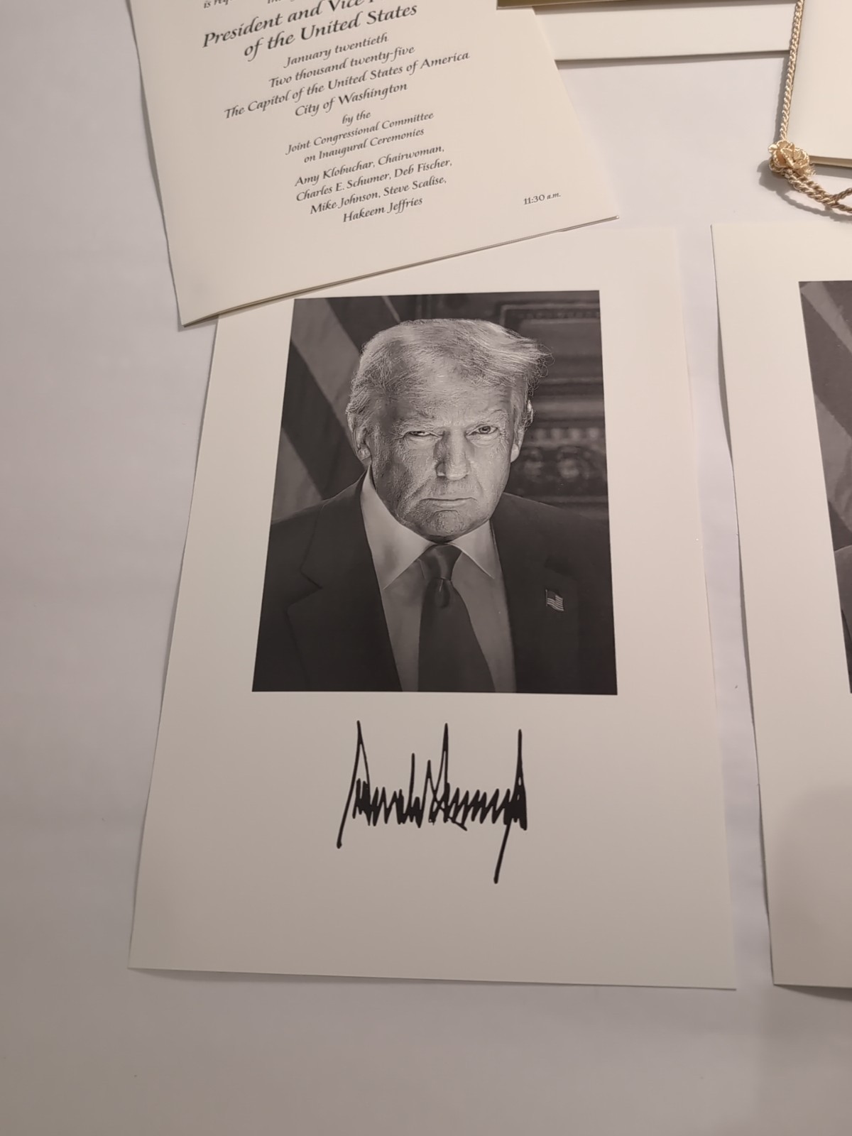 2025 Donald Trump Inauguration Gold Ticket & Program