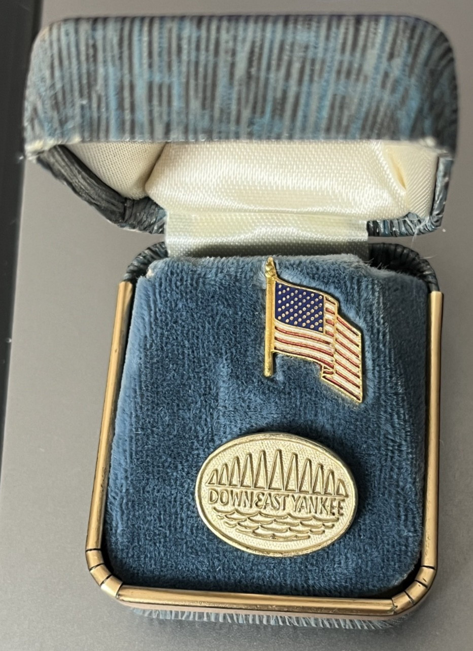 Edmund Muskie DOWNEAST YANKEE Campaign and U.S. Flag Tie Tack Pins h